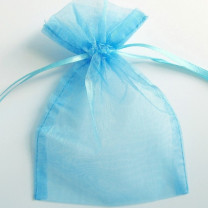 Organzabeutel 15x10cm azurblau,   10Stück