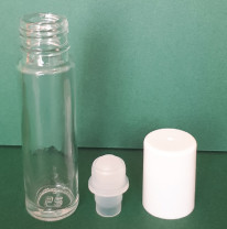 Roll-on Flasche, Klarglas, weiße Kappe, komplett 10ml,  1St
