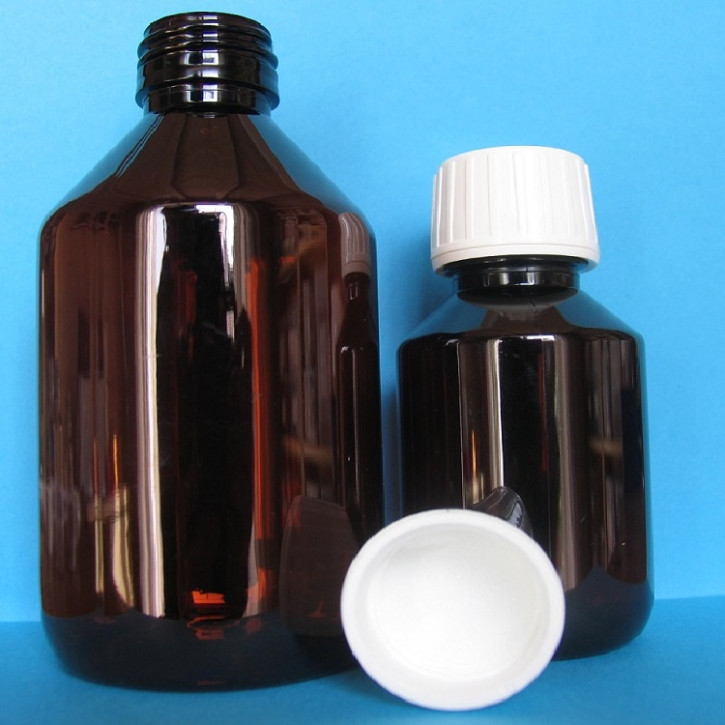 PET Flasche braun 250ml, incl. ROPP-Schraubverschluss     1Stück