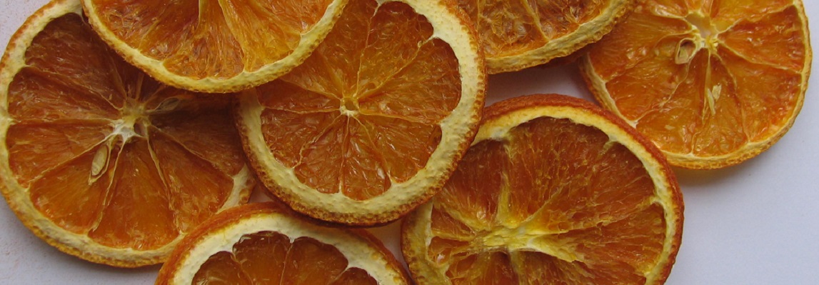 Orangenfrüchte in Scheiben, getrocknet